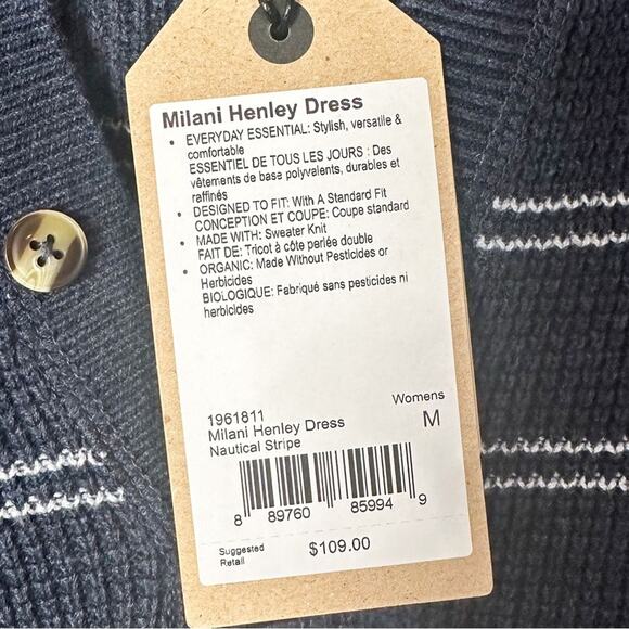 NEW with tags Prana Blue and White Milani Henley Sweater Dress Medium, MSRP $109 - Picture 11 of 11